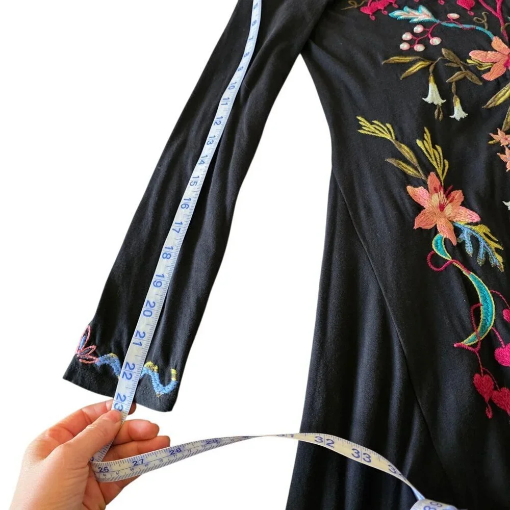 Johnny Was NWT Amarylla Embroidered Cotton Knit Midi Dress XS - Picture 15 of 16